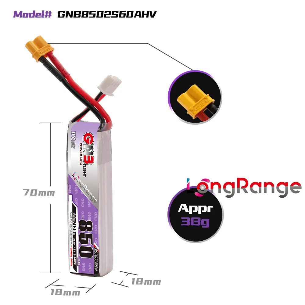 GAONENG GNB LiPo Battery 850mA - Drone Kit Long Range 评论和价格